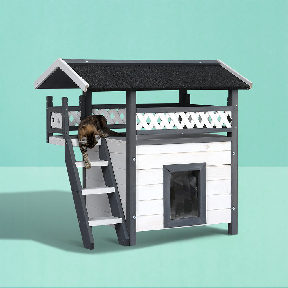 i.Pet Shelter Outdoor Hutch Grey White