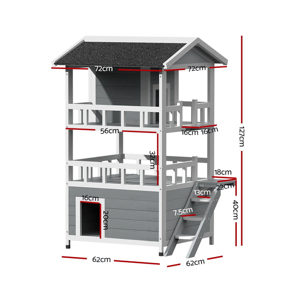 i.Pet Cat House Outdoor Wooden Shelter Rabbit Hutch