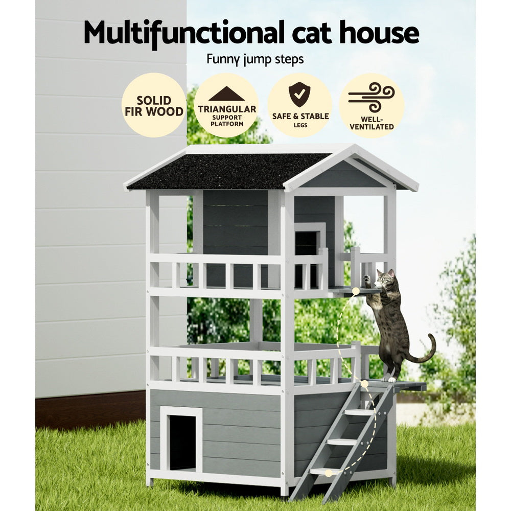 i.Pet Cat House Outdoor Wooden Shelter Rabbit Hutch