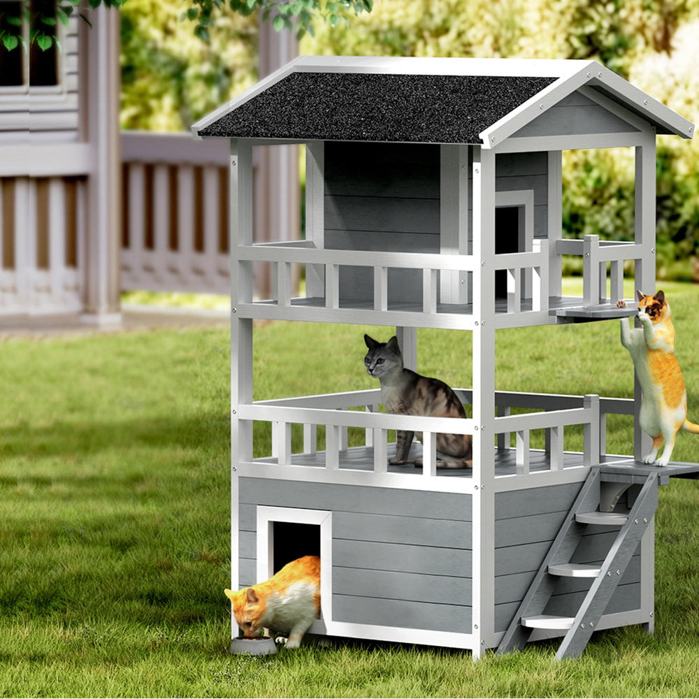 i.Pet Cat House Outdoor Wooden Shelter Rabbit Hutch