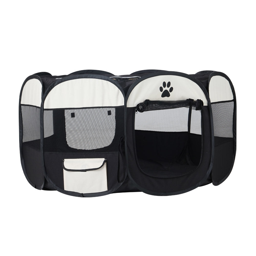 i.Pet Playpen Enclosure 8 Panel 2XL Tent Foldable Black White