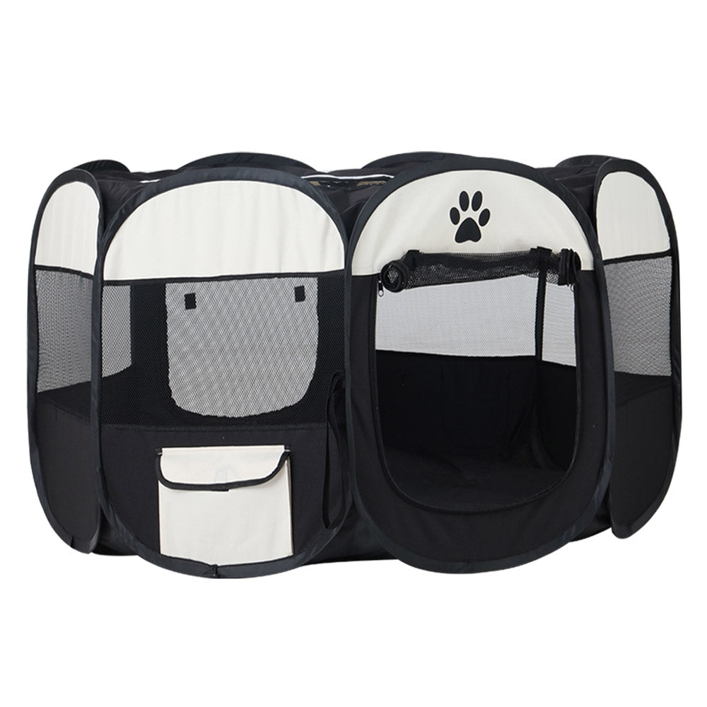 i.Pet Playpen Enclosure 8 Panel 3XL Tent Foldable Black White