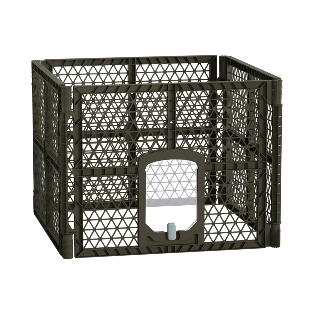 i.Pet Playpen Enclosure 4 Panel Foldable Brown