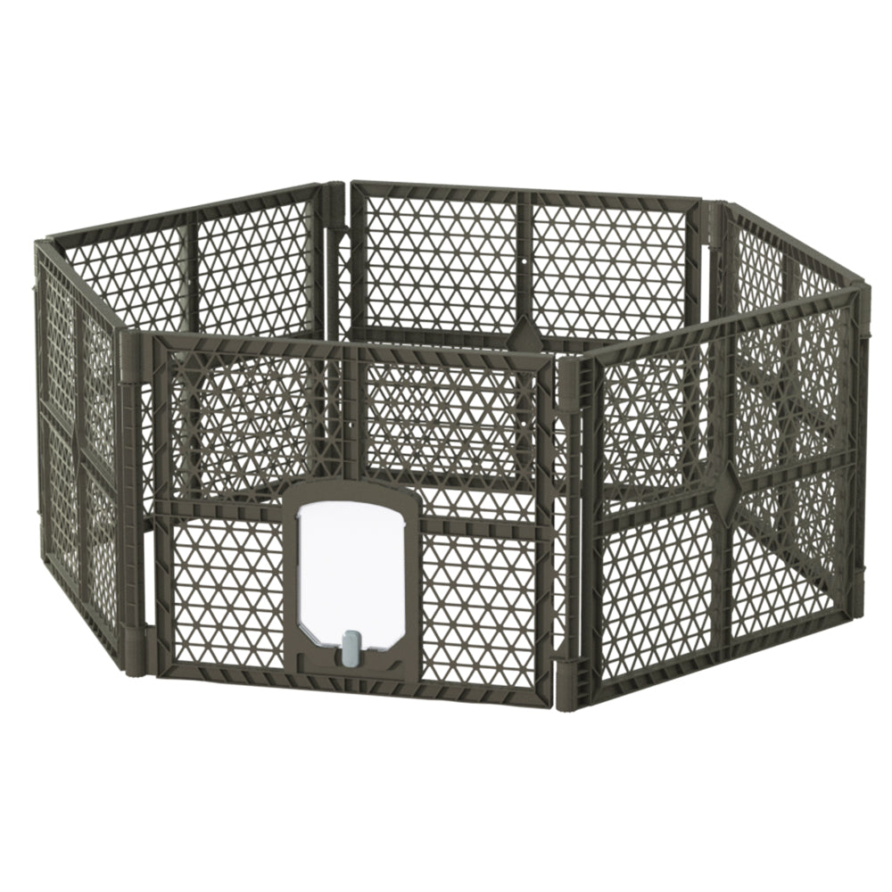 i.Pet Playpen Enclosure 6 Panel Foldable Brown