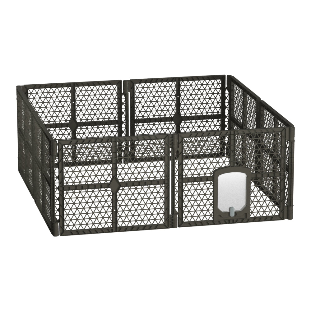 i.Pet Playpen Enclosure 8 Panel Foldable Brown