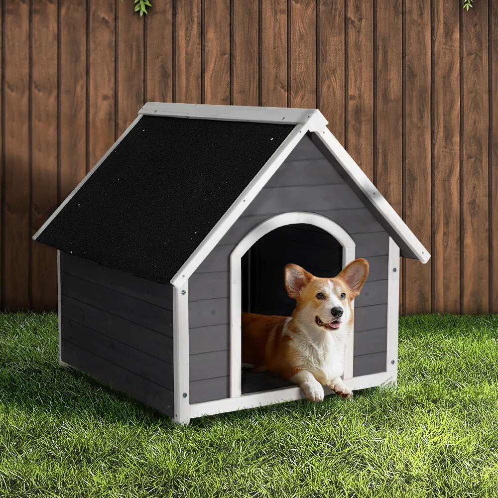 i.Pet Weatherproof Dog Kennel House Grey White