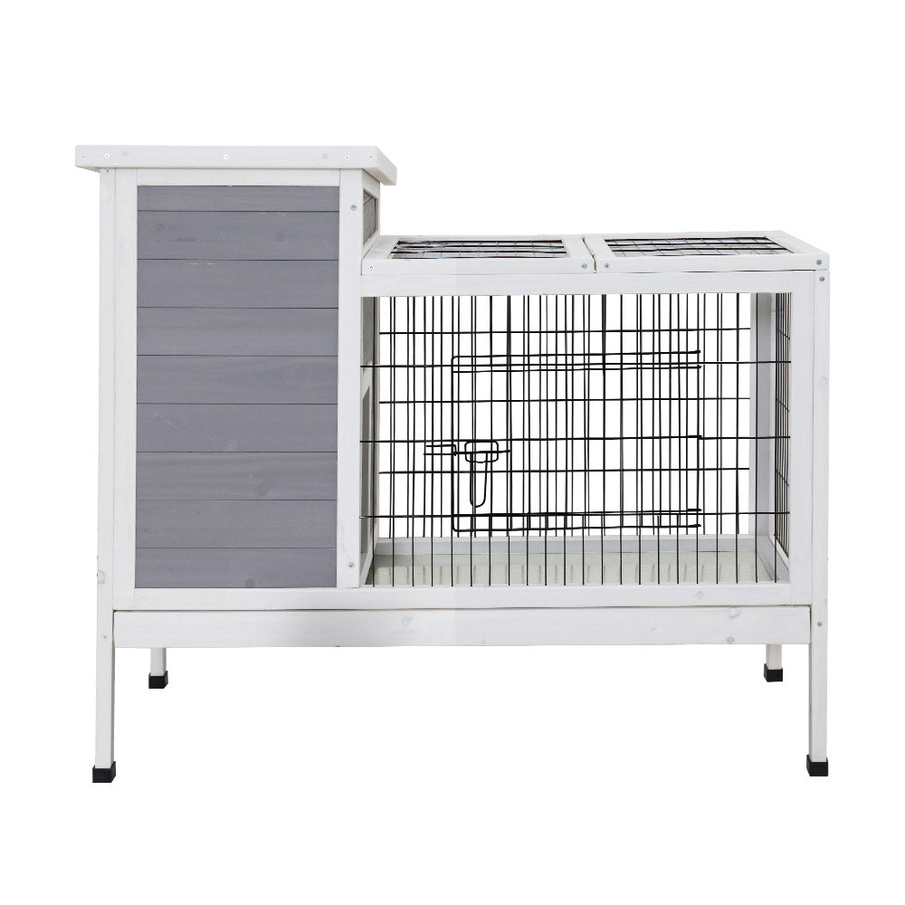 i.Pet Rabbit Hutch Pet Cage Grey White Large