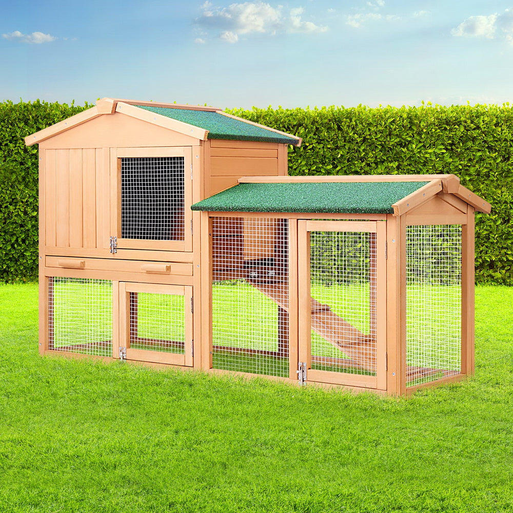 i.Pet Waterproof Rabbit Hutch 138CM x 49CM x 85CM