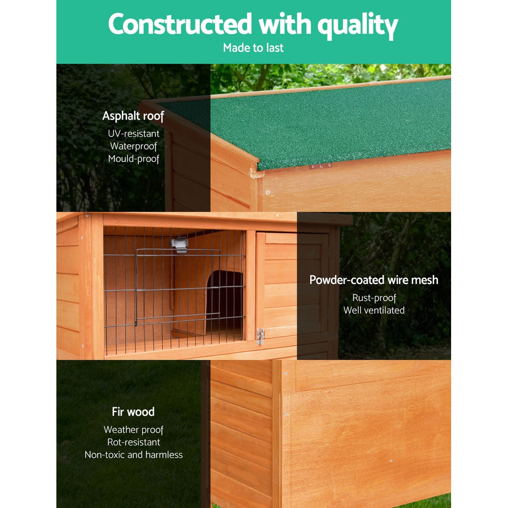 i.Pet Waterproof Rabbit Hutch 93CM x 40CM x 76CM