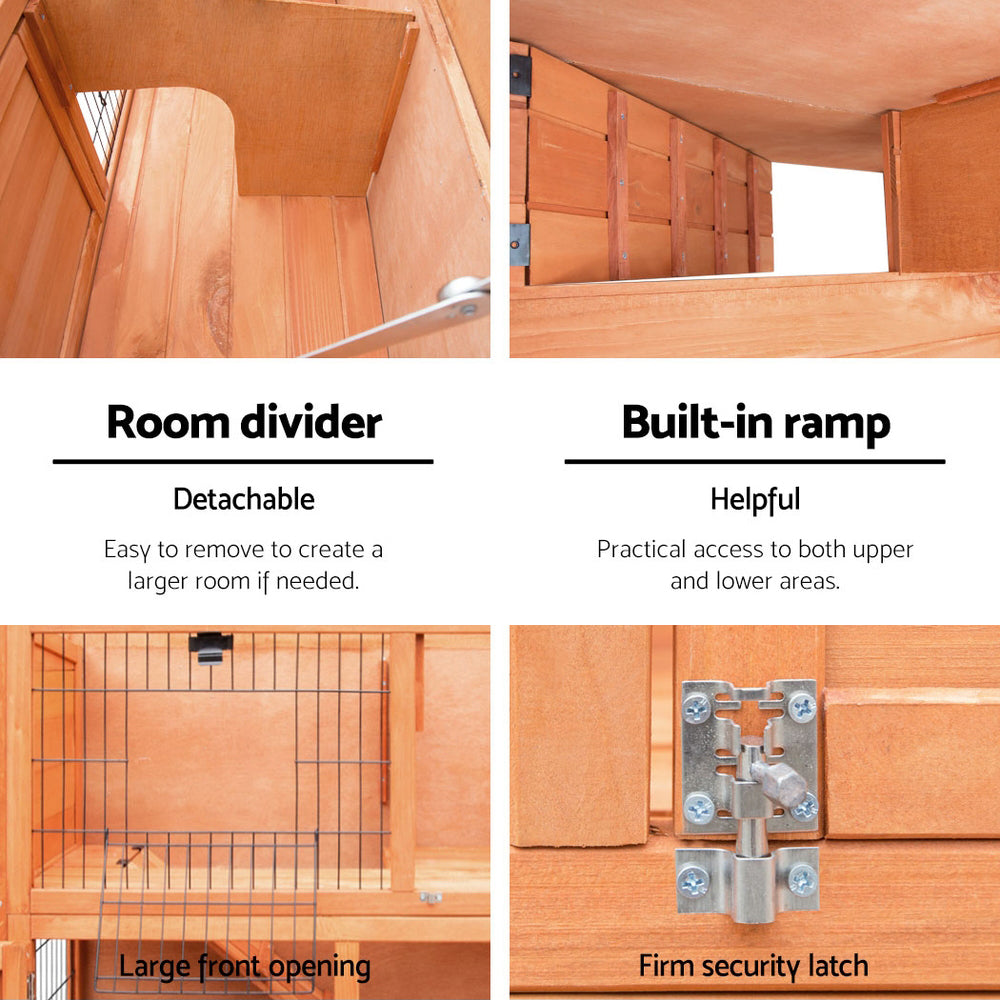 i.Pet Waterproof Rabbit Hutch 93CM x 40CM x 76CM