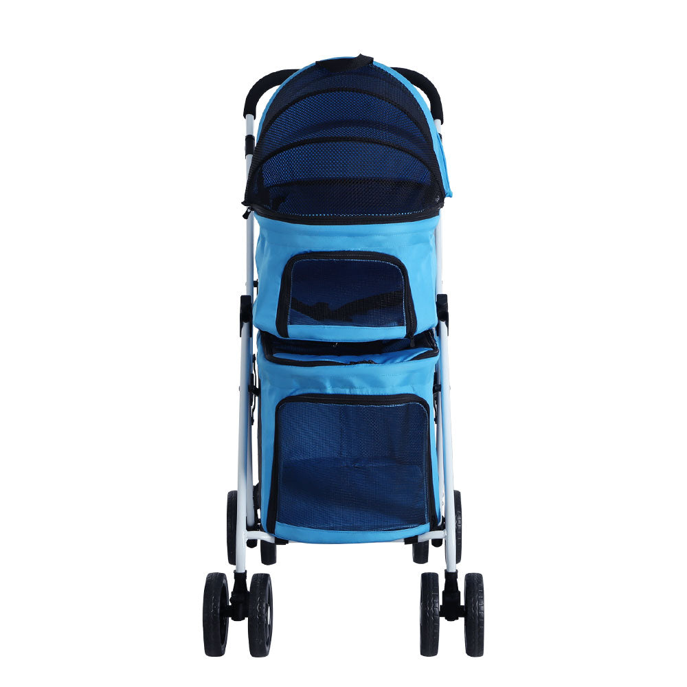 i.Pet Pet Stroller Large Foldable 4 Wheels Double Teir Blue