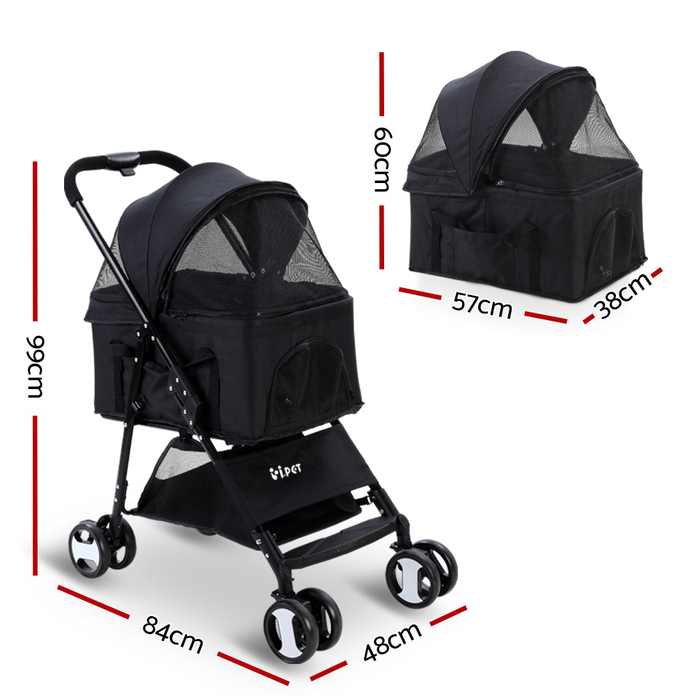 i.Pet Foldable Pet Carrier 3 IN 1 Middle Size Black