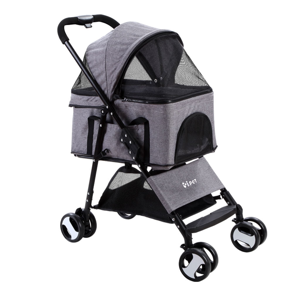 i.Pet Foldable Pet Stroller 3 IN 1 Middle Grey