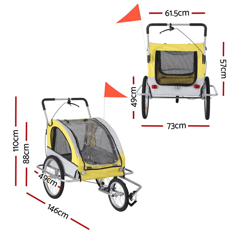 i.Pet Pet Bike Stroller Foldable Grey Yellow