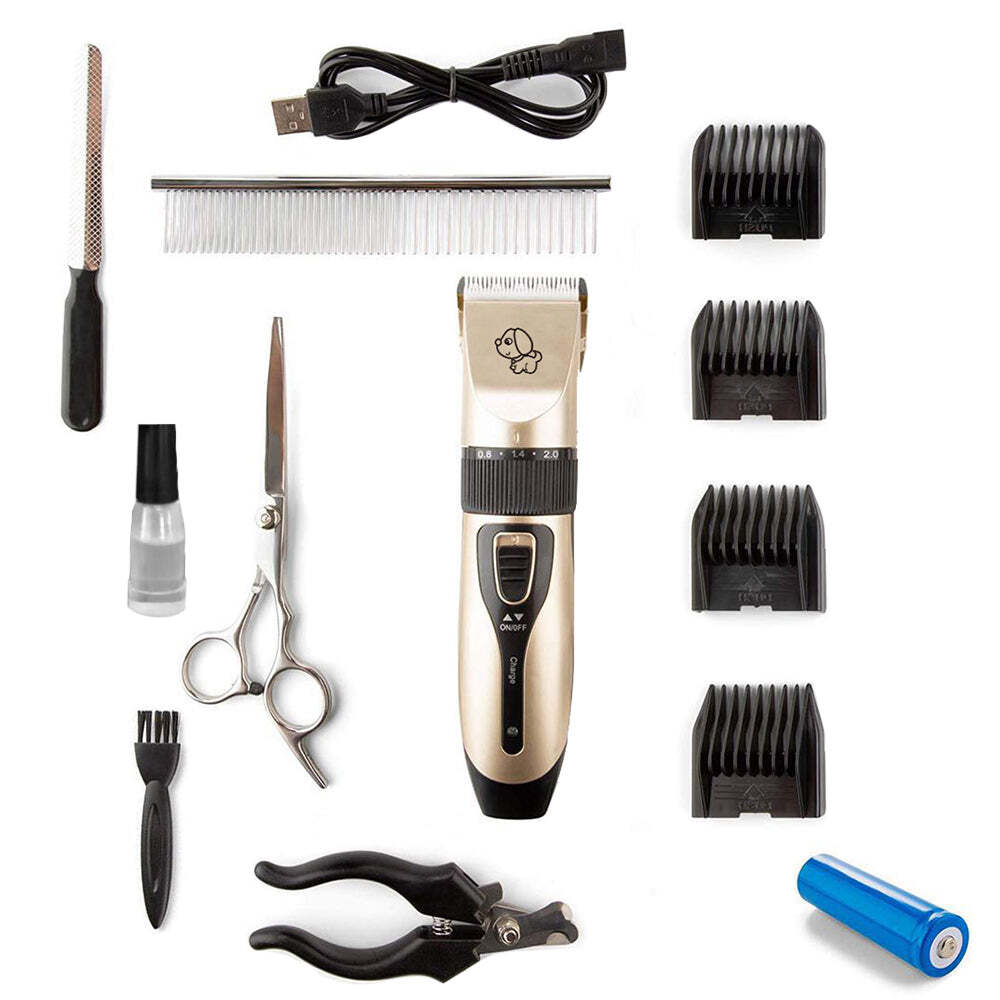 HACIENDA 12-Piece Pet Grooming Kit w/ Electric Clippers, Scissors, Combs &amp; Brush