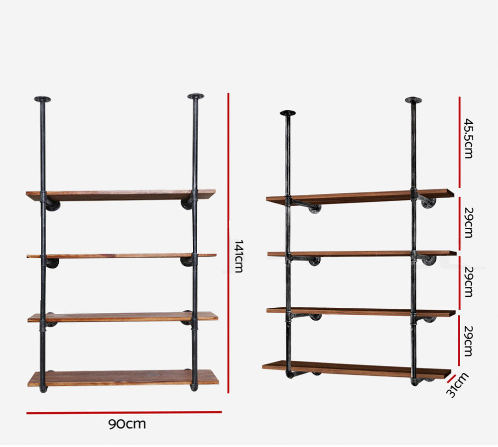 Artiss DIY Metal Ceiling Pipe Shelf Brackets 90CM