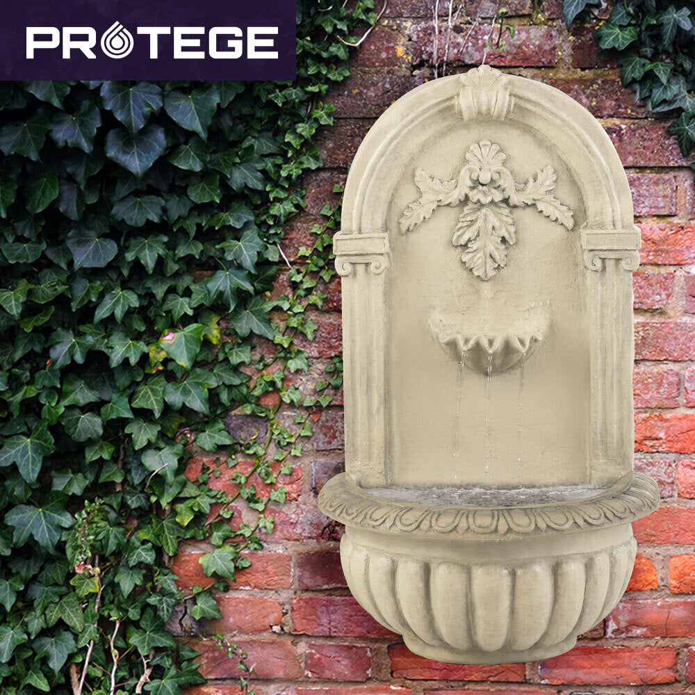 PROTEGE Solar Fountain Water Feature Pump Outdoor Wall Mount Classic with LED Lights