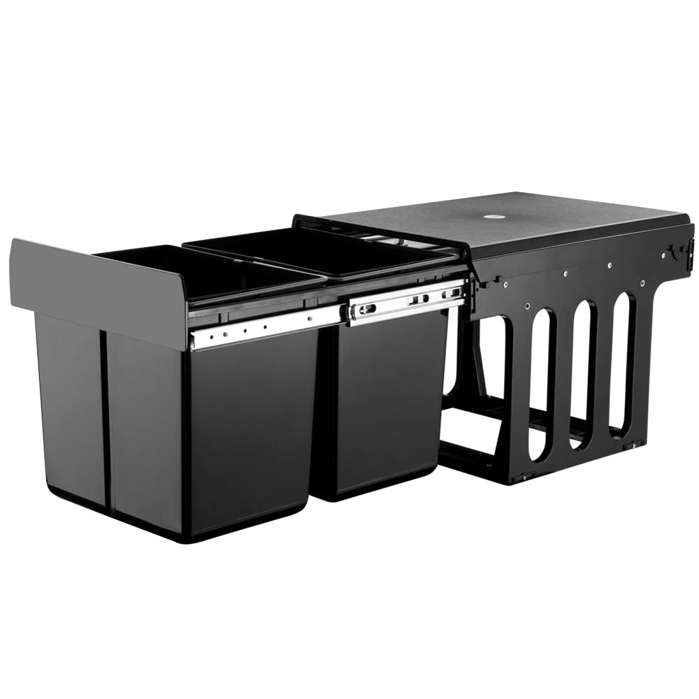 Cefito 2x15L Twin Pull Out Bin - Black