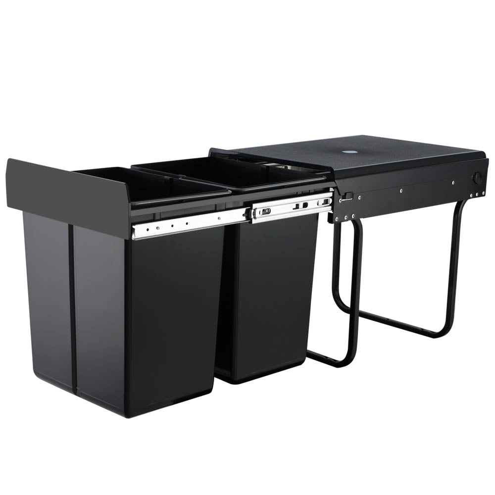 Cefito 2 x 20L Twin Pull Out Bin - Black