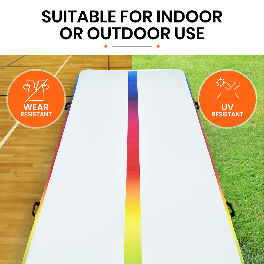 PROFLEX 600x200x20cm Inflatable Air Track Mat Tumbling Gymnastics, Multicolour, with Electric Pump