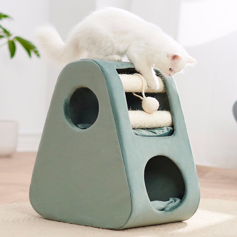 Petsbelle Solid Wood Cat Tree Green 35x62cm