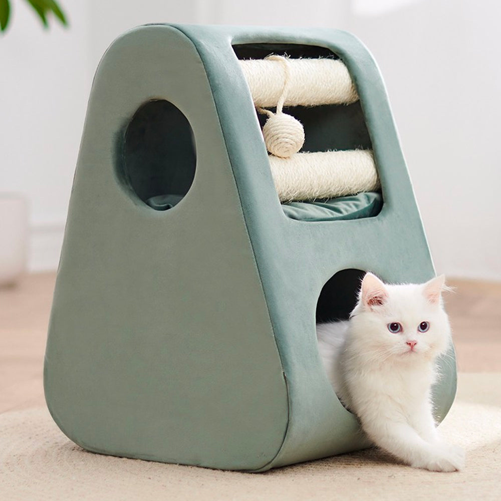 Petsbelle Solid Wood Cat Tree Green 35x62cm