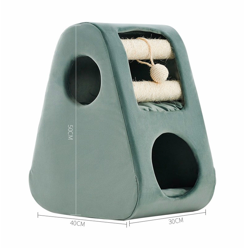 Petsbelle Solid Wood Cat Tree Green 35x62cm