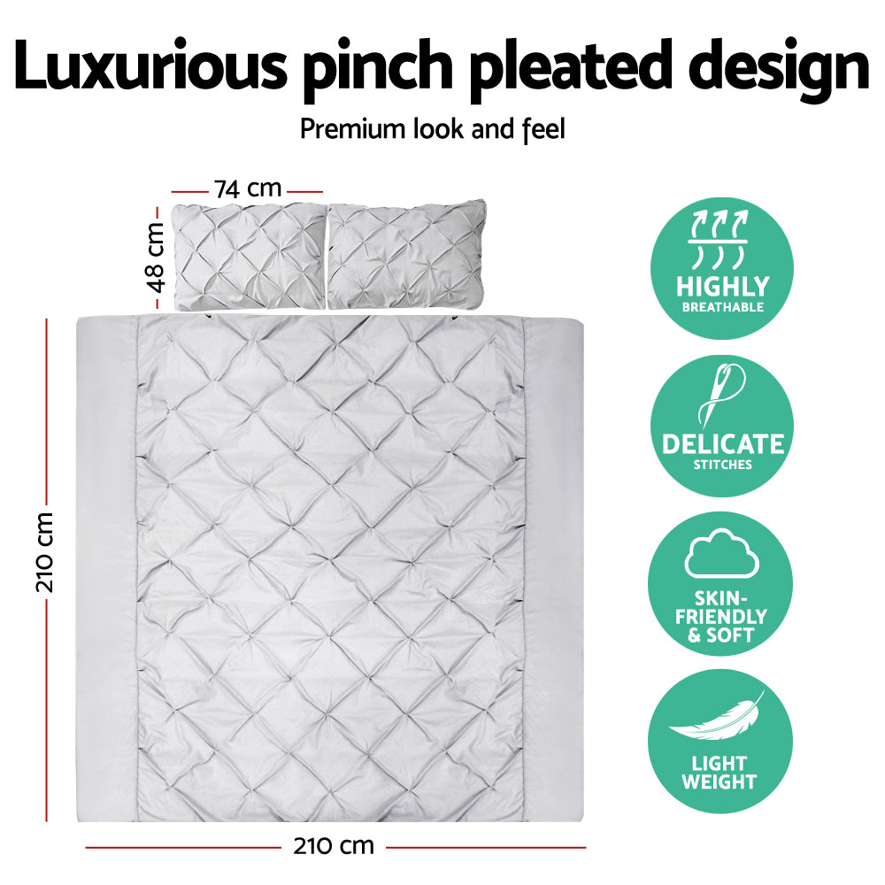 Giselle Quilt Cover Diamond Pinch Pleat - Queen