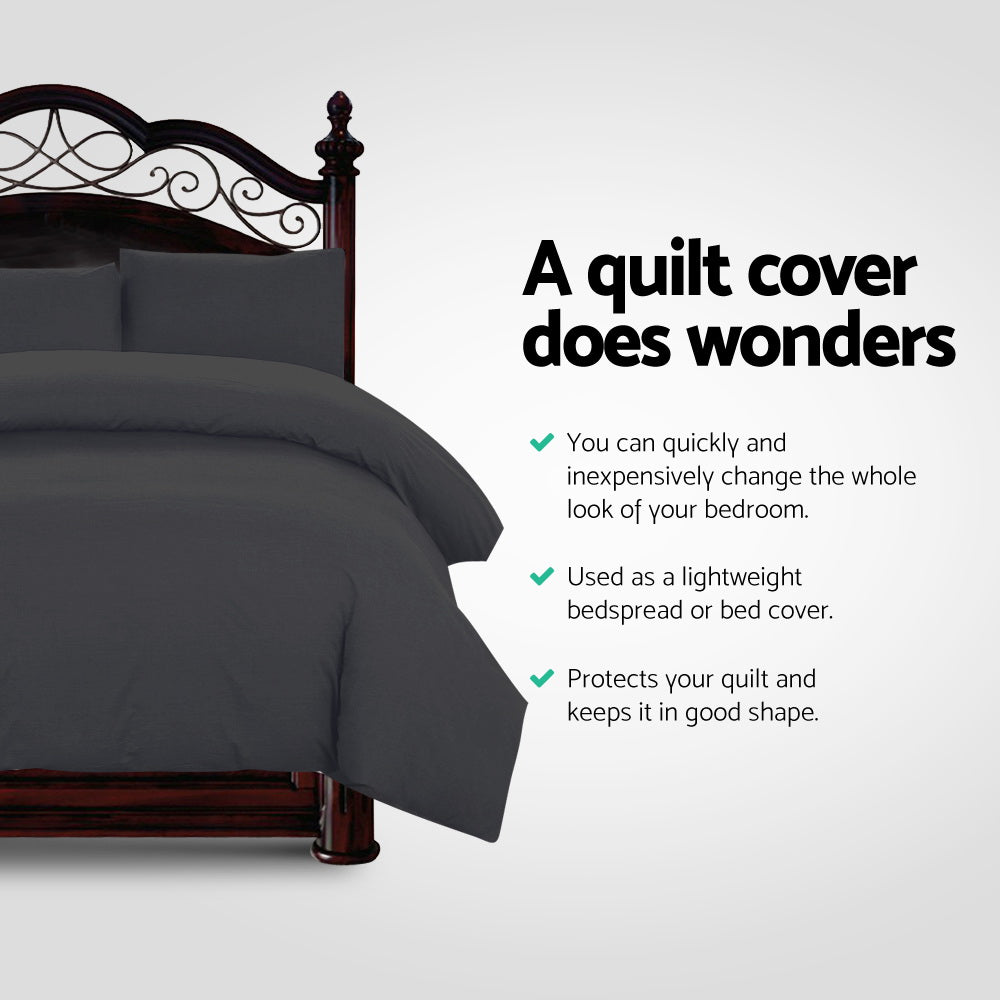 Giselle Quilt Cover Set Black - King