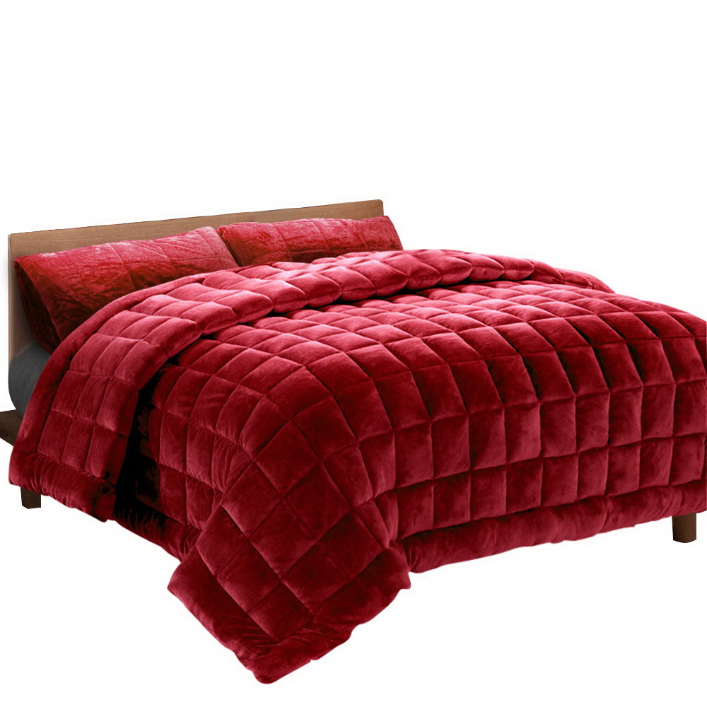 Giselle Faux Mink Quilt Burgundy Queen