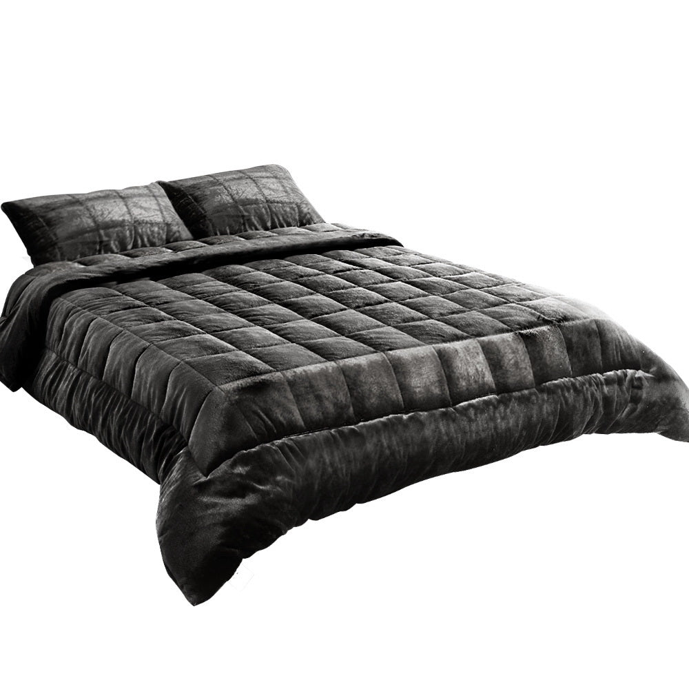 Giselle Faux Mink Quilt Charcoal King