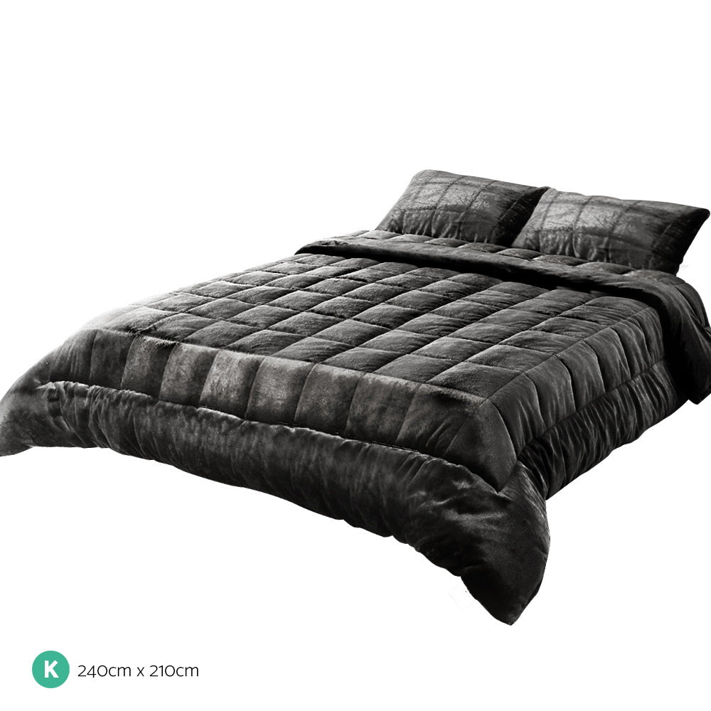 Giselle Faux Mink Quilt Charcoal King