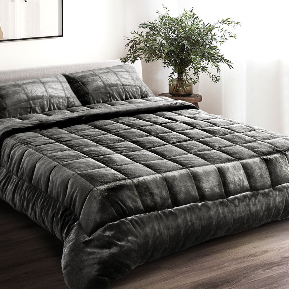 Giselle Faux Mink Quilt Charcoal King