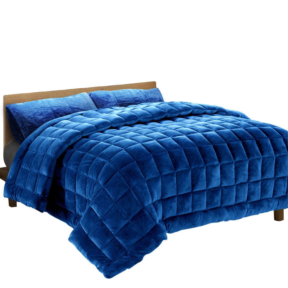 Giselle Faux Mink Quilt Weighted Throw Blanket Queen