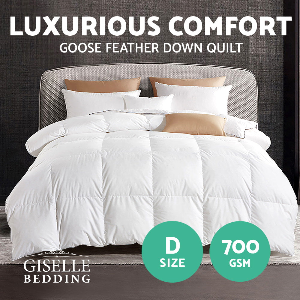 Giselle Goose Down Feather Quilt 700GSM Double