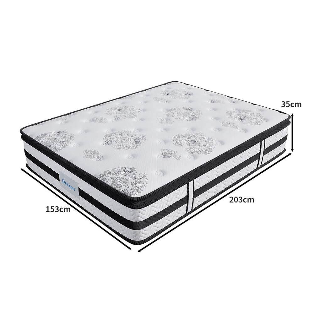 Dreamz Spring Mattress Bed Pocket Egg Crate Foam Medium Firm Queen Size 35CM
