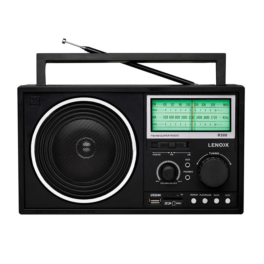 Lenoxx Super Radio with Antenna (Black) Battery Operated w/ Bandwidth 540-1710