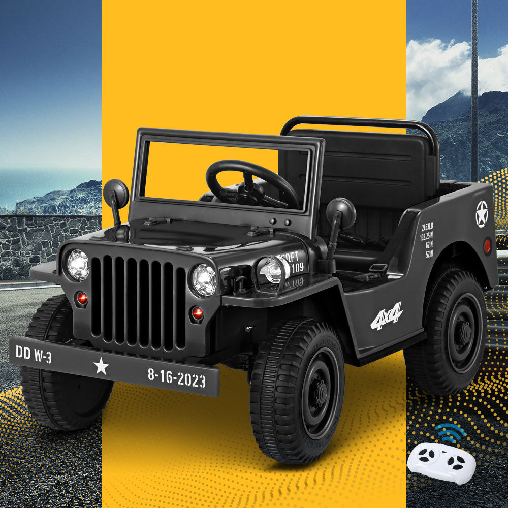 Rigo Ride On Car Jeep Electric Military 12V Black