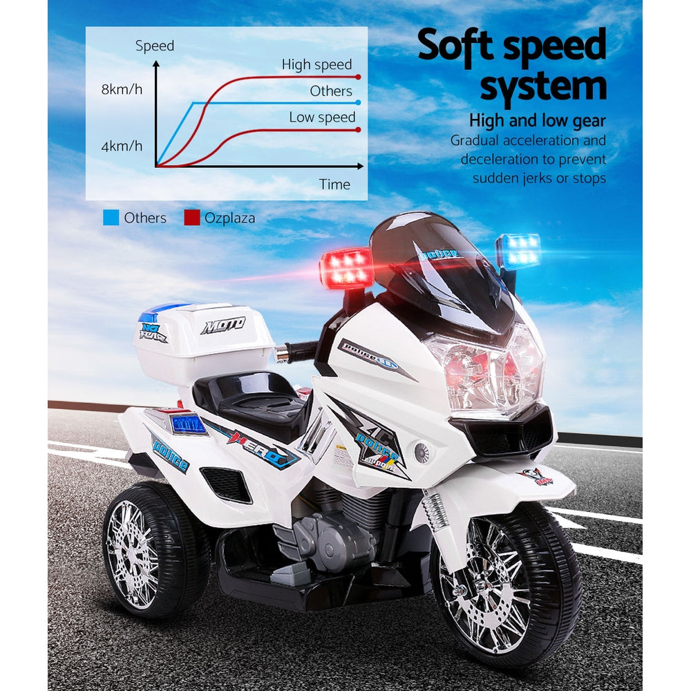 Rigo Electric Ride On Motorbike Police White