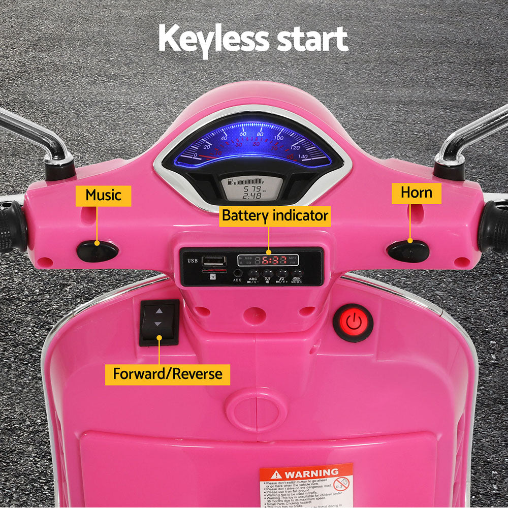Rigo Ride On Motorbike VESPA Licensed Toys Pink