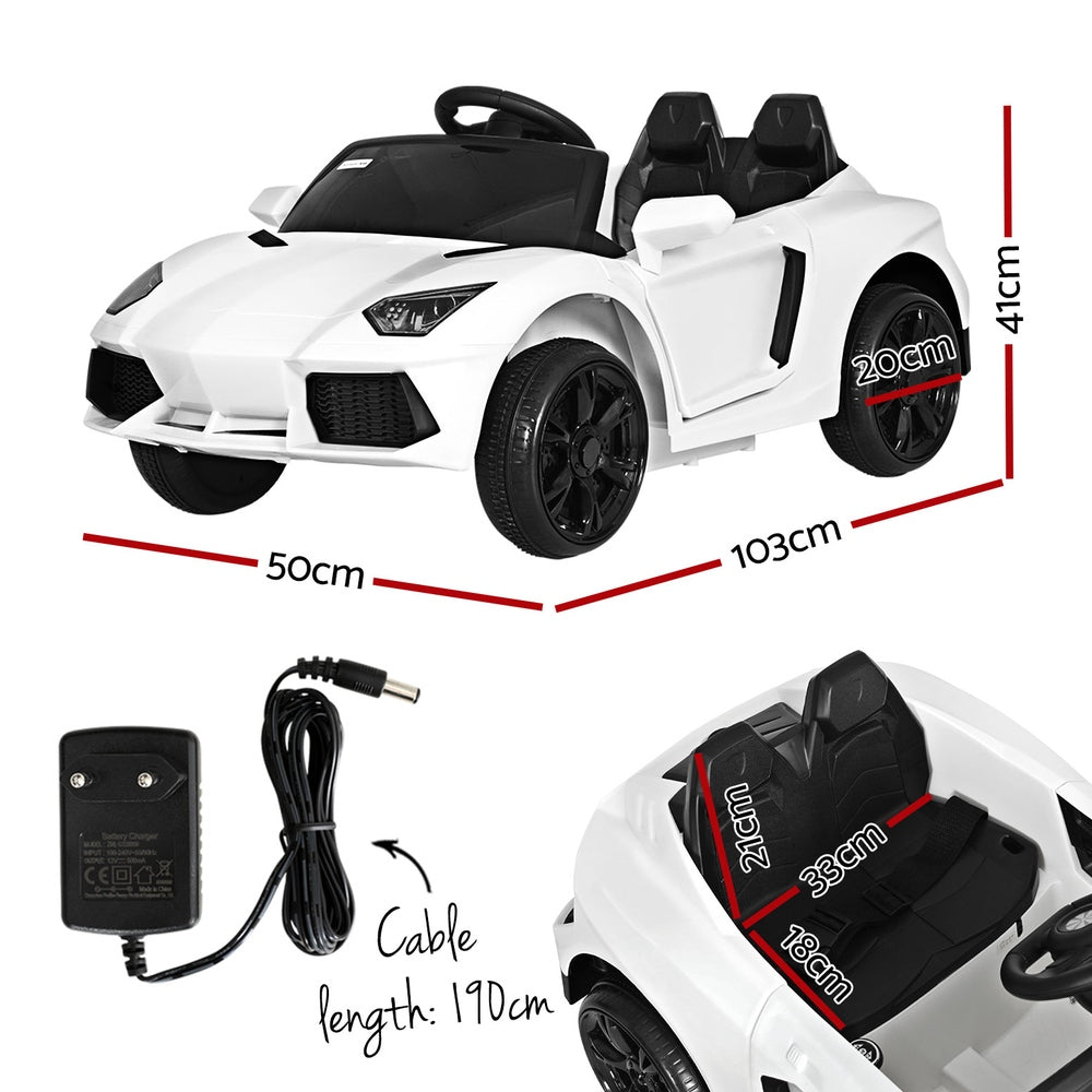 Rigo Kids Ride On Car Remote Control MP3 12V White