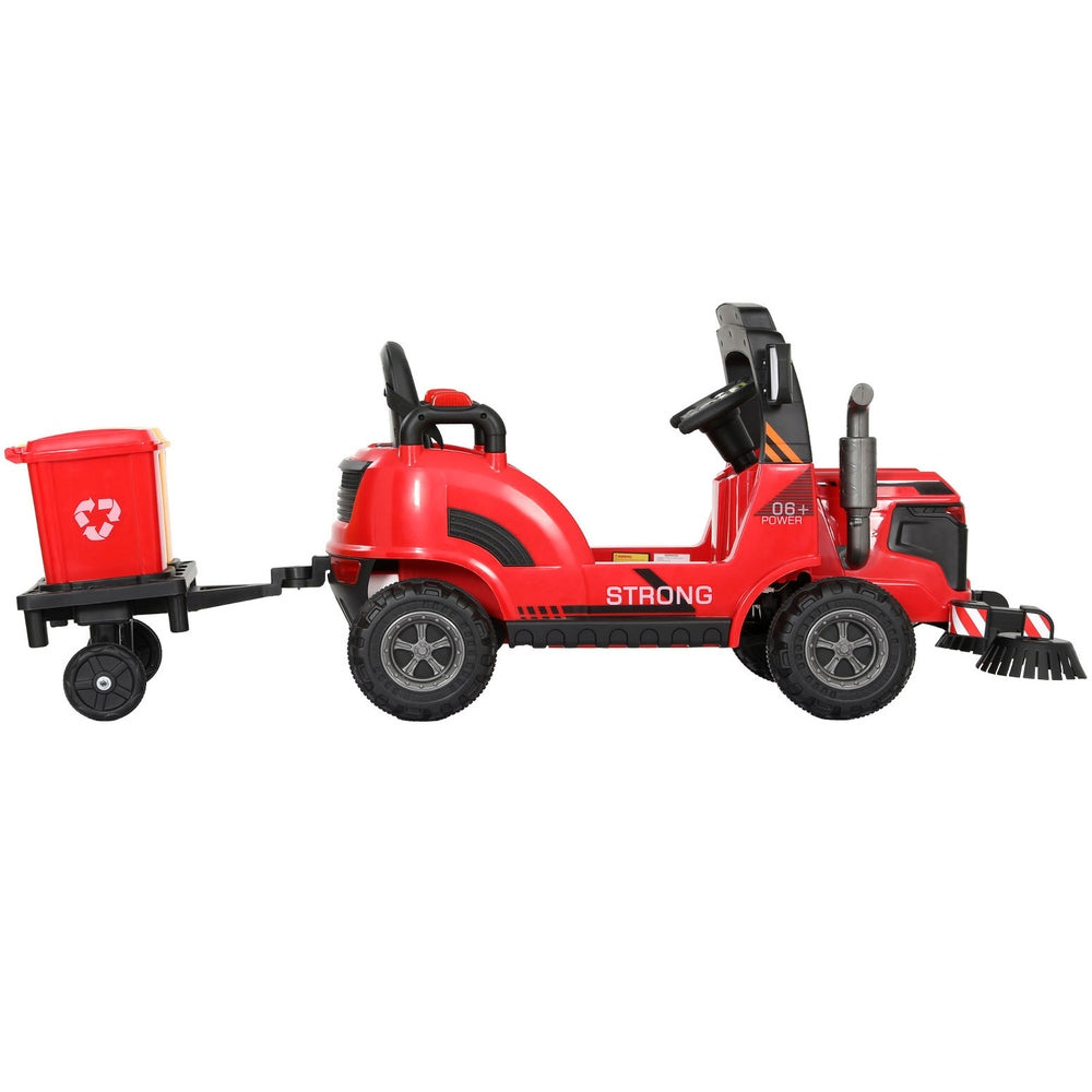 Rigo Ride On Car Street Sweeper Truck w/Rotating Brushes Red