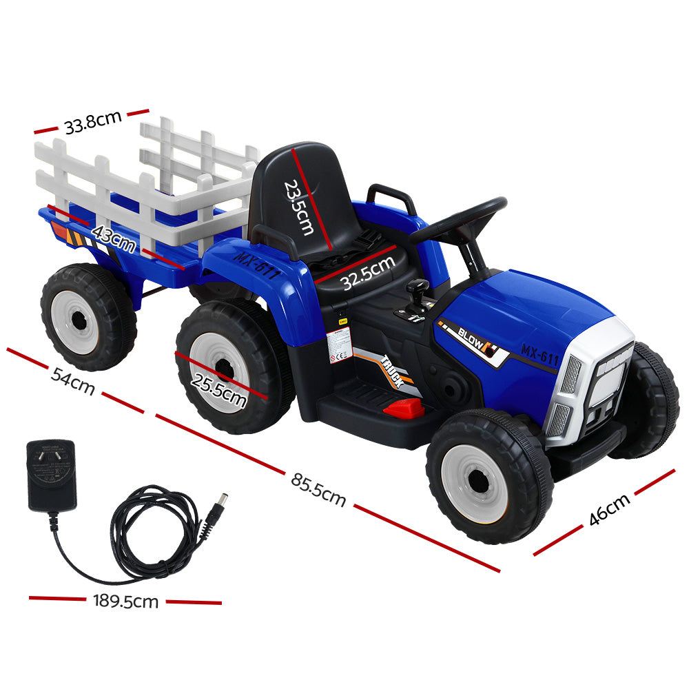 Rigo Electric Ride On Tractor 12V Battery Blue