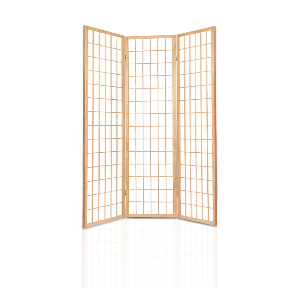 Artiss 3-Panel Timber Room Divider Beige