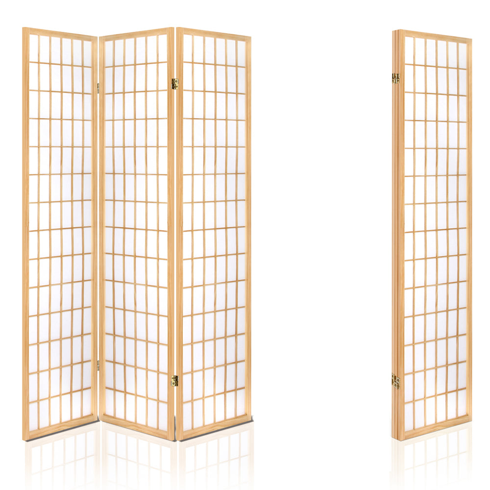 Artiss 3-Panel Timber Room Divider Beige