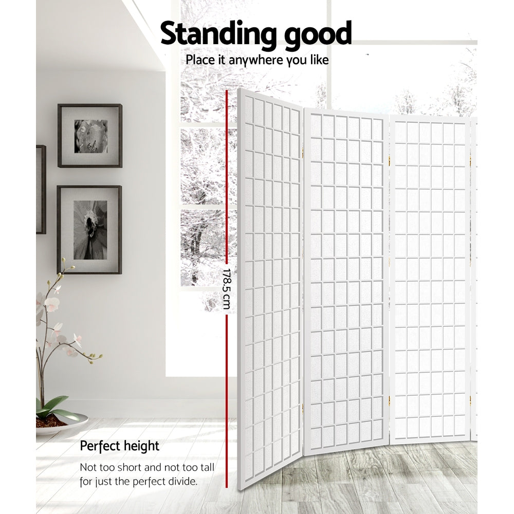 Artiss Timber 8 Panel Room Divider White