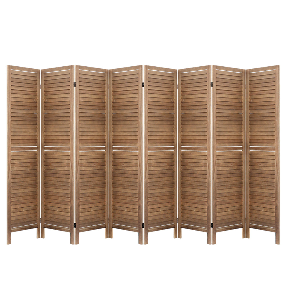 Artiss Timber 8 Panel Room Divider Brown