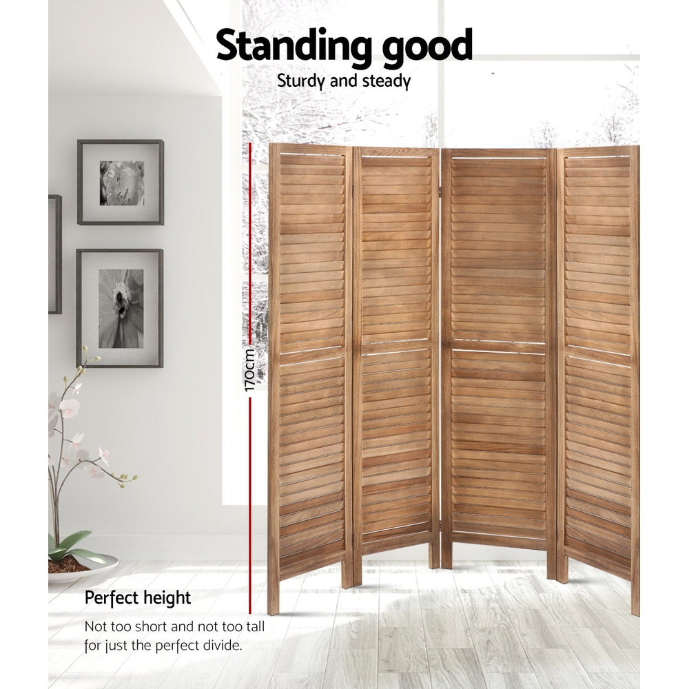 Artiss Timber 8 Panel Room Divider Brown