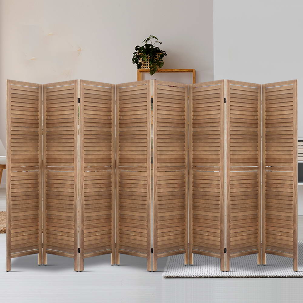 Artiss Timber 8 Panel Room Divider Brown