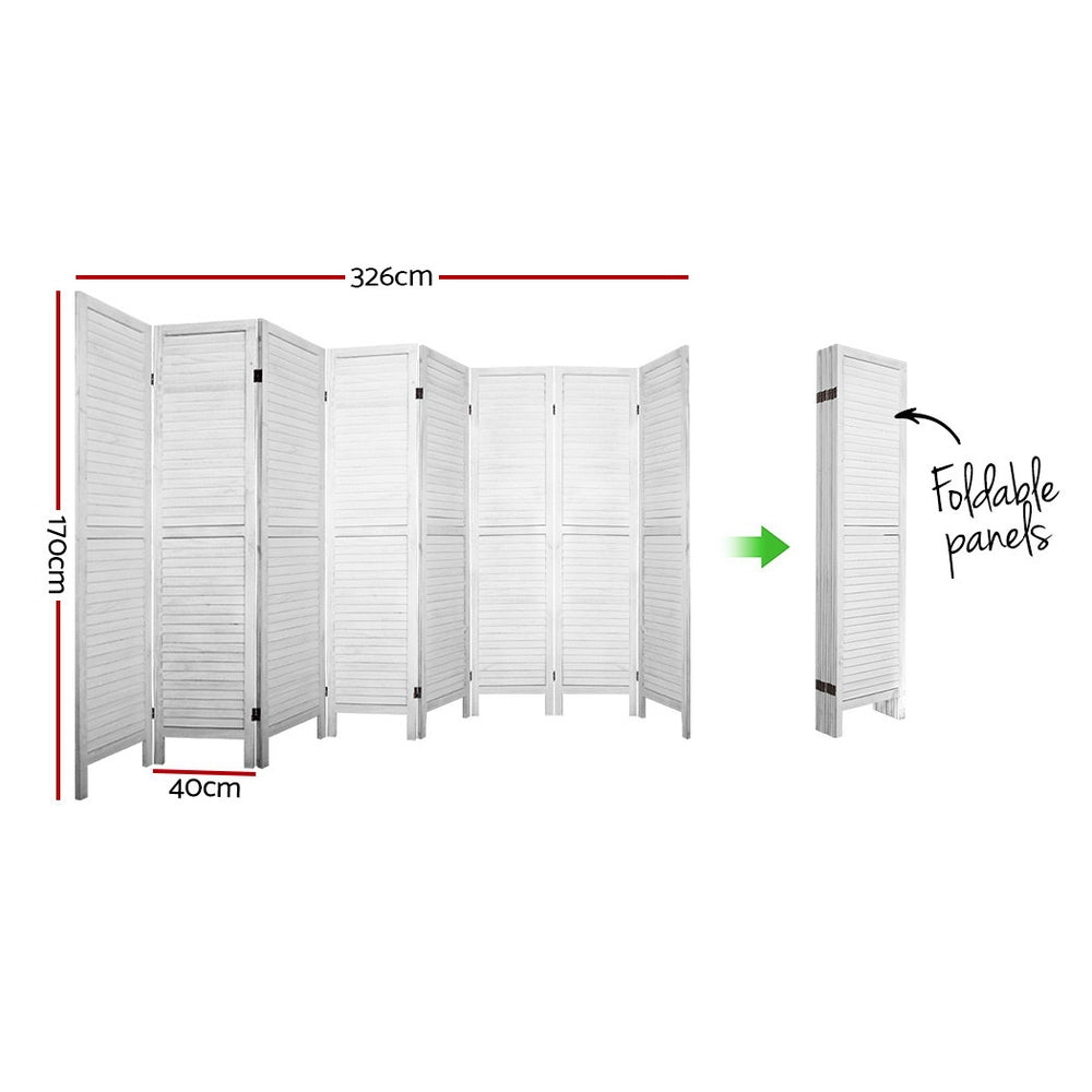 Artiss Timber 8 Panel Room Divider White